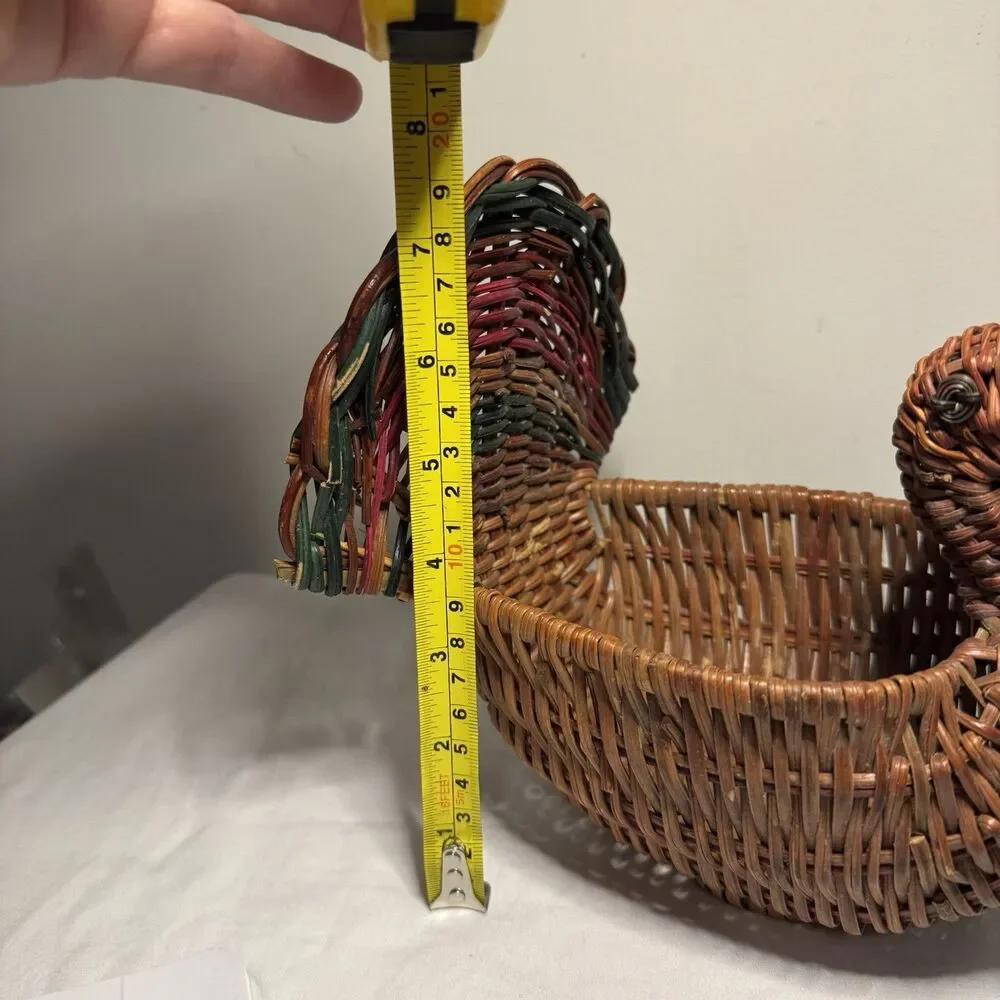 Ratan Wicker Turkey and Duck Baskets Vintage Tableware Decor Set  2 Thanksgiving